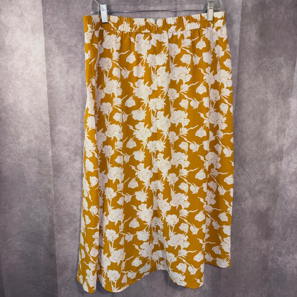 JINKESI NWT Women's XL Mustard Yellow Floral Print High Low Midi Skirt Women's‎ - Picture 4 of 7